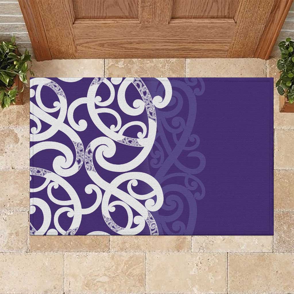 Violet Green Maori Rubber Doormat Koru Kowhaiwhai - Polynesian Pride