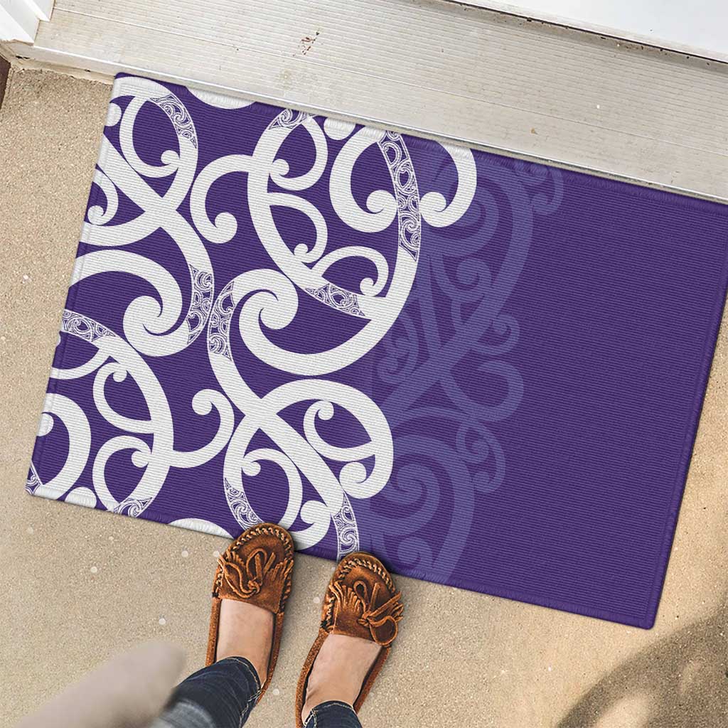 Violet Green Maori Rubber Doormat Koru Kowhaiwhai - Polynesian Pride
