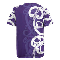Violet Green Maori Rugby Jersey Koru Kowhaiwhai - Polynesian Pride