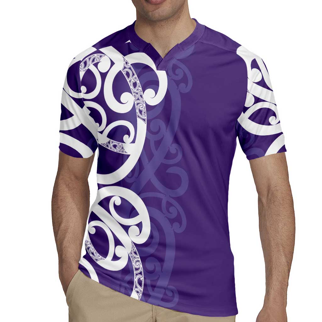 Violet Green Maori Rugby Jersey Koru Kowhaiwhai - Polynesian Pride