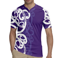 Violet Green Maori Rugby Jersey Koru Kowhaiwhai - Polynesian Pride