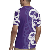 Violet Green Maori Rugby Jersey Koru Kowhaiwhai - Polynesian Pride
