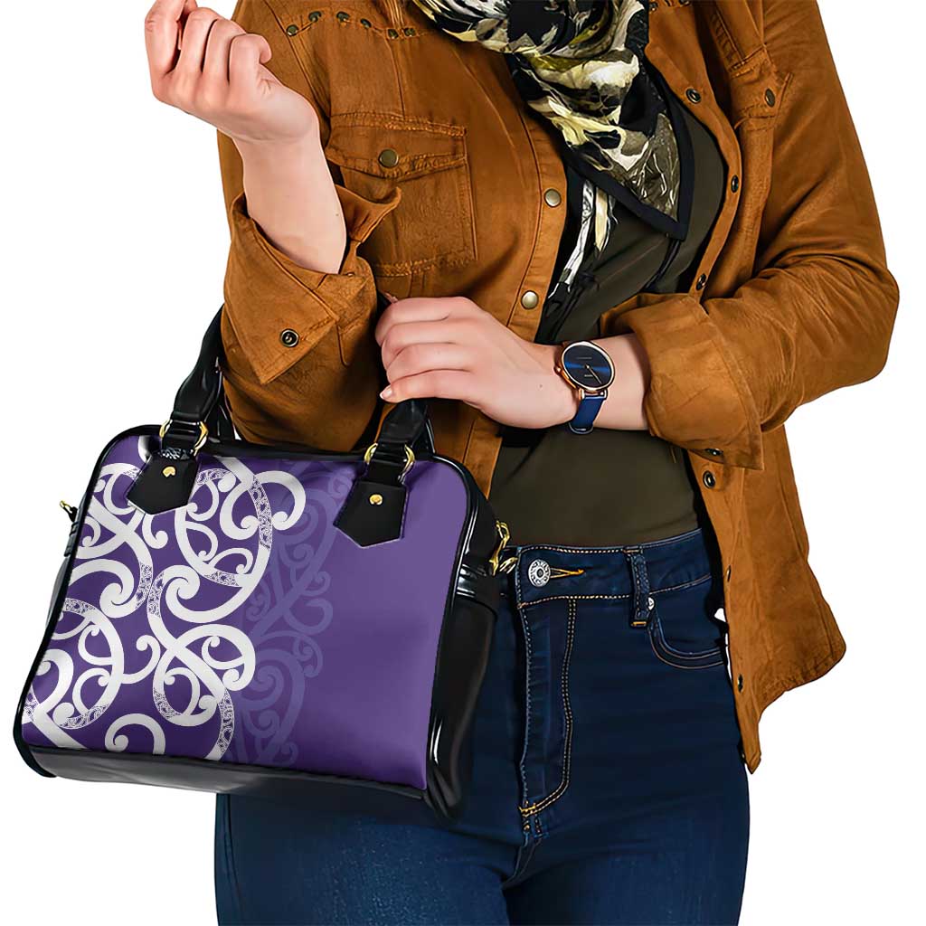 Violet Green Maori Shoulder Handbag Koru Kowhaiwhai - Polynesian Pride