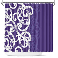 Violet Green Maori Shower Curtain Koru Kowhaiwhai - Polynesian Pride