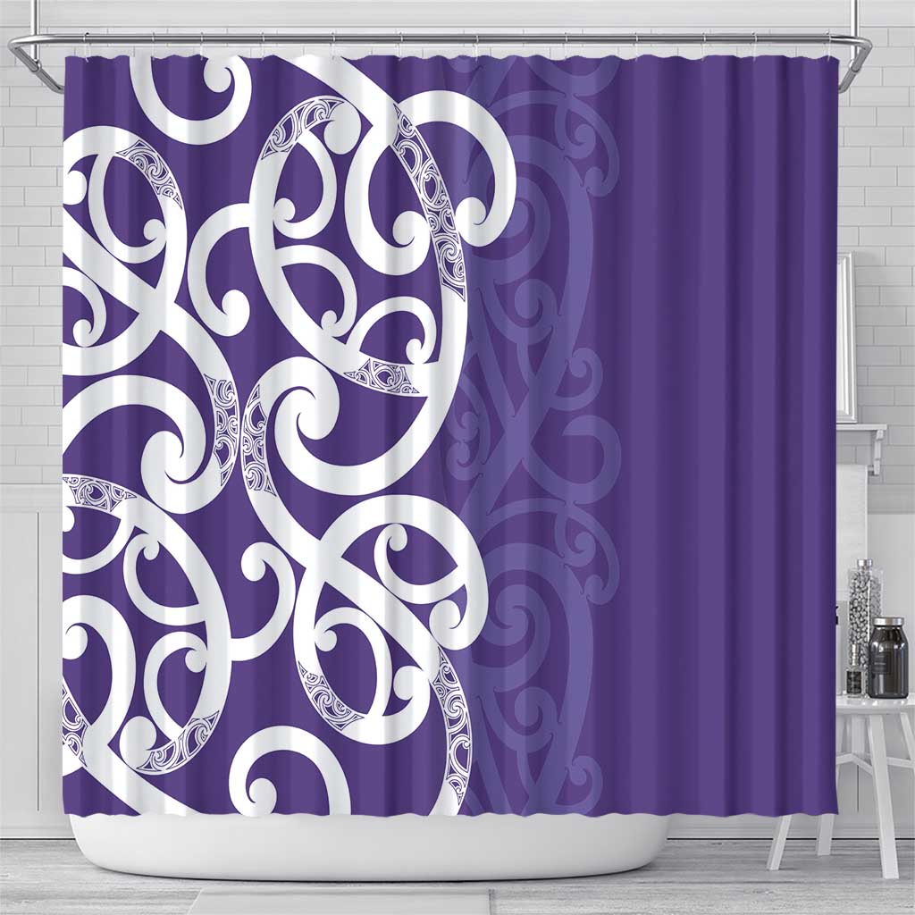 Violet Green Maori Shower Curtain Koru Kowhaiwhai - Polynesian Pride