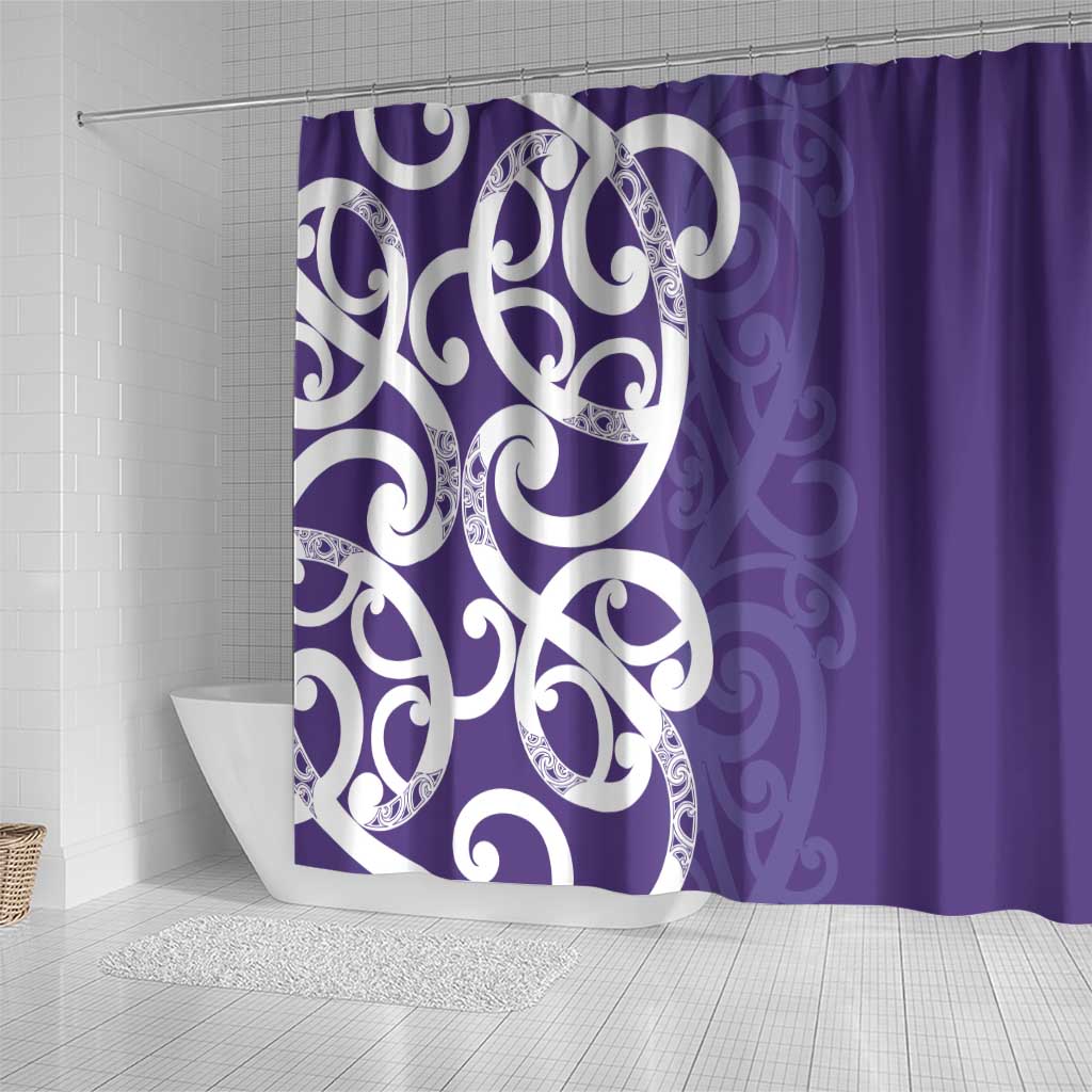 Violet Green Maori Shower Curtain Koru Kowhaiwhai - Polynesian Pride