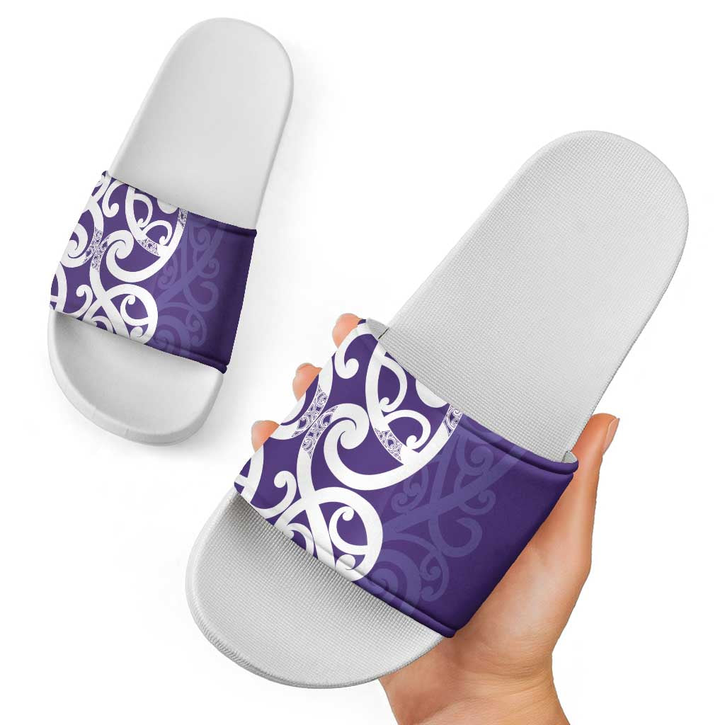 Violet Green Maori Slide Sandals Koru Kowhaiwhai - Polynesian Pride