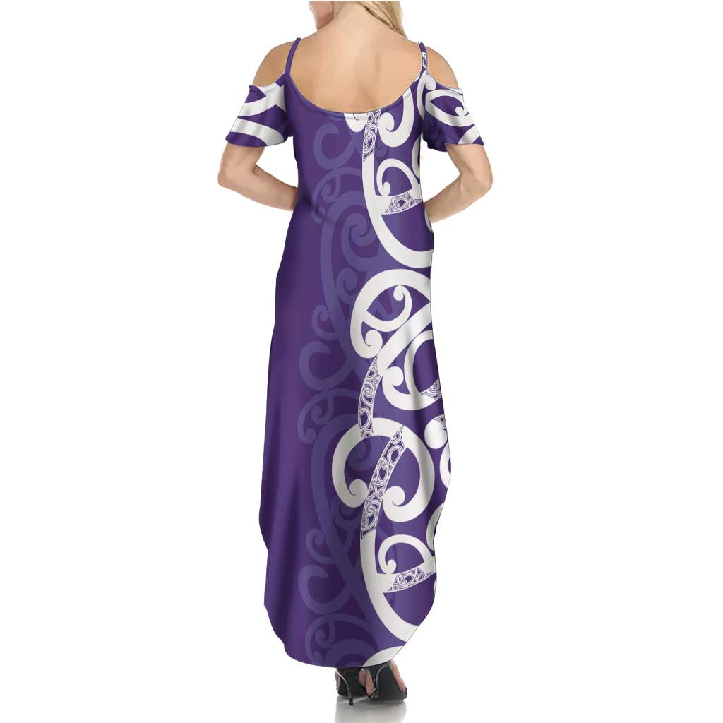 Violet Green Maori Summer Maxi Dress Koru Kowhaiwhai - Polynesian Pride