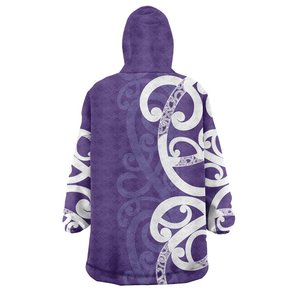 Violet Green Maori Wearable Blanket Hoodie Koru Kowhaiwhai - Polynesian Pride