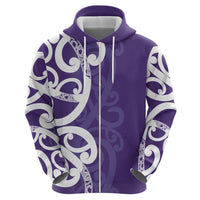 Violet Green Maori Zip Hoodie Koru Kowhaiwhai - Polynesian Pride