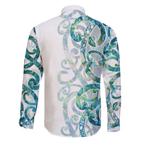 Paua Shell Maori Family Matching Off Shoulder Maxi Dress and Hawaiian Shirt Koru Kowhaiwhai LT7 - Polynesian Pride