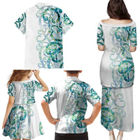 Paua Shell Maori Family Matching Puletasi and Hawaiian Shirt Koru Kowhaiwhai - Polynesian Pride