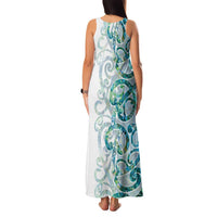 Paua Shell Maori Family Matching Tank Maxi Dress and Hawaiian Shirt Koru Kowhaiwhai LT7 - Polynesian Pride