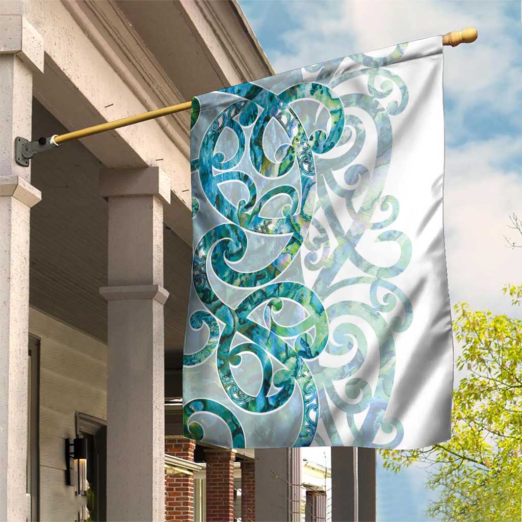 Paua Shell Maori Garden Flag Koru Kowhaiwhai - Polynesian Pride