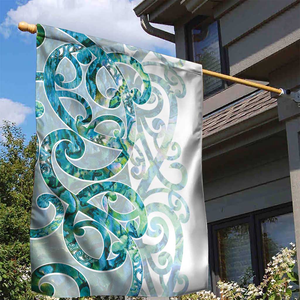Paua Shell Maori Garden Flag Koru Kowhaiwhai - Polynesian Pride