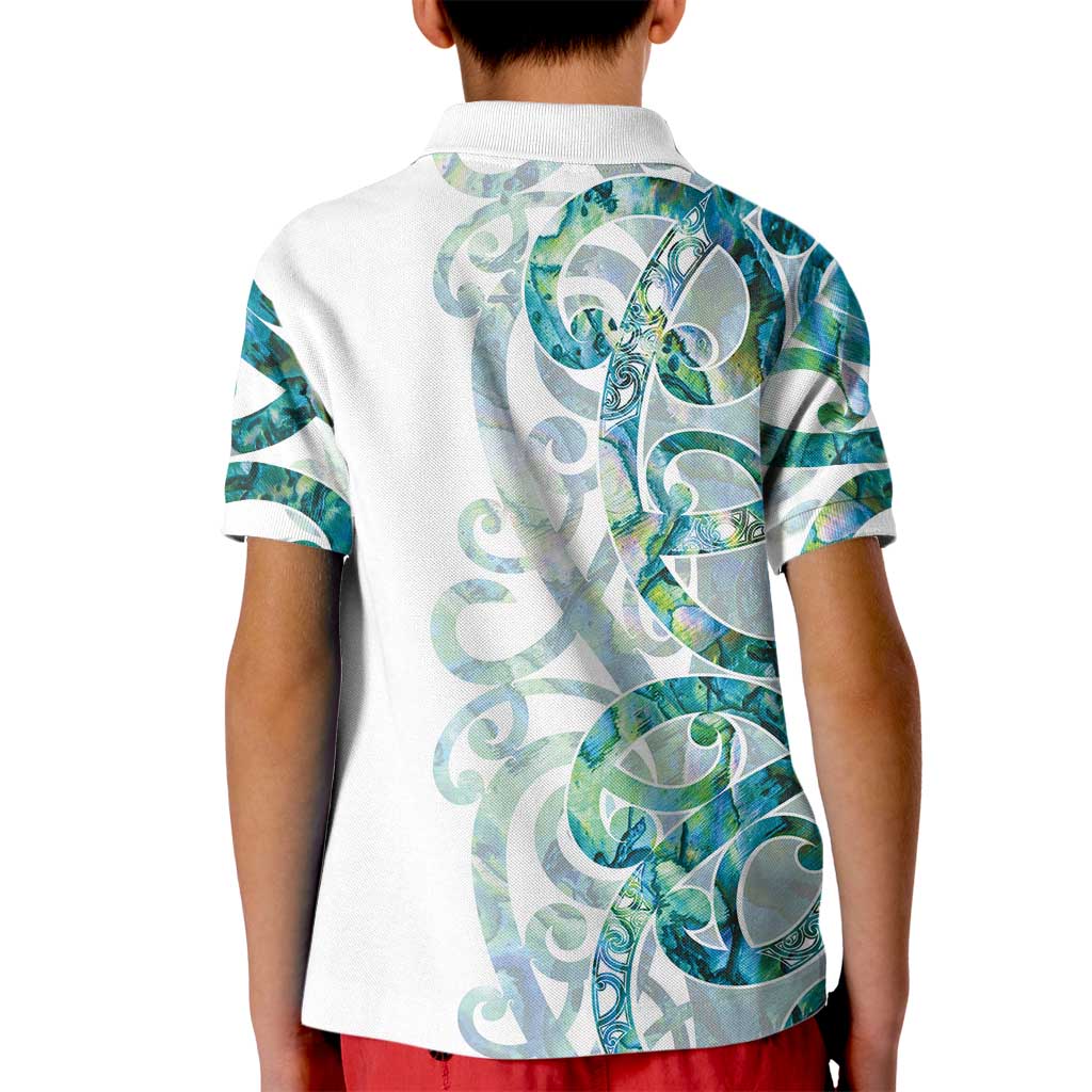 Paua Shell Maori Kid Polo Shirt Koru Kowhaiwhai - Polynesian Pride