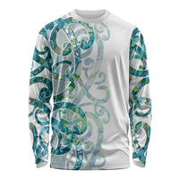 Paua Shell Maori Long Sleeve Shirt Koru Kowhaiwhai - Polynesian Pride