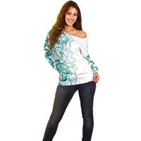 Paua Shell Maori Off Shoulder Sweater Koru Kowhaiwhai - Polynesian Pride