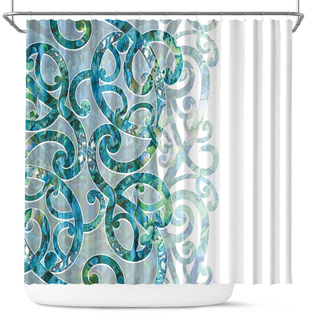 Paua Shell Maori Shower Curtain Koru Kowhaiwhai - Polynesian Pride