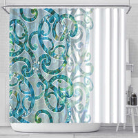 Paua Shell Maori Shower Curtain Koru Kowhaiwhai - Polynesian Pride