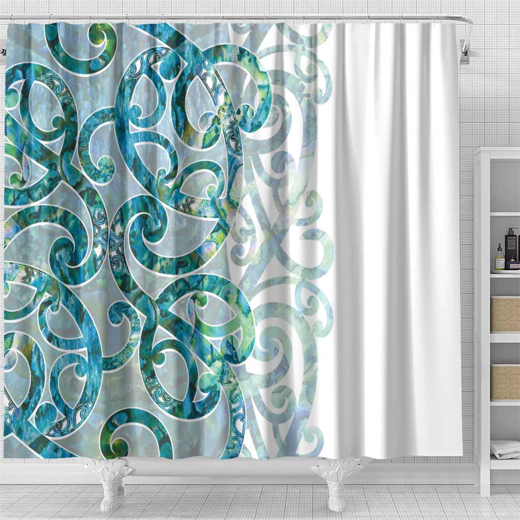 Paua Shell Maori Shower Curtain Koru Kowhaiwhai - Polynesian Pride