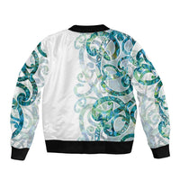 Paua Shell Maori Sleeve Zip Bomber Jacket Koru Kowhaiwhai - Polynesian Pride