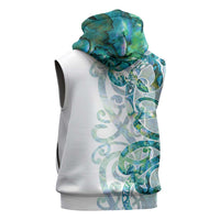 Paua Shell Maori Sleeveless Hoodie Koru Kowhaiwhai - Polynesian Pride