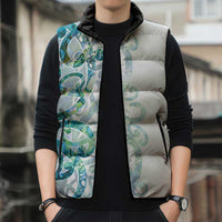 Paua Shell Maori Sleeveless Puffer Jacket Koru Kowhaiwhai - Polynesian Pride