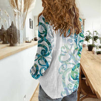 Paua Shell Maori Women Casual Shirt Koru Kowhaiwhai - Polynesian Pride