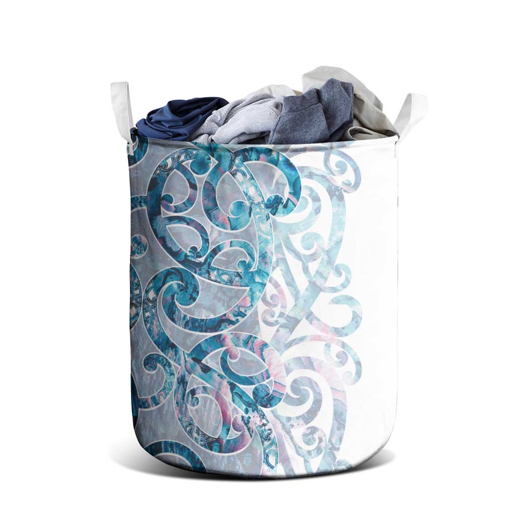 Turquoise Paua Shell Maori Laundry Basket Koru Kowhaiwhai - Polynesian Pride