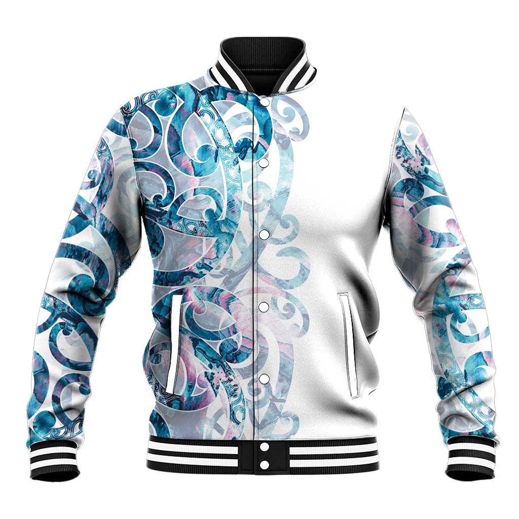 Turquoise Paua Shell Maori Baseball Jacket Koru Kowhaiwhai - Polynesian Pride