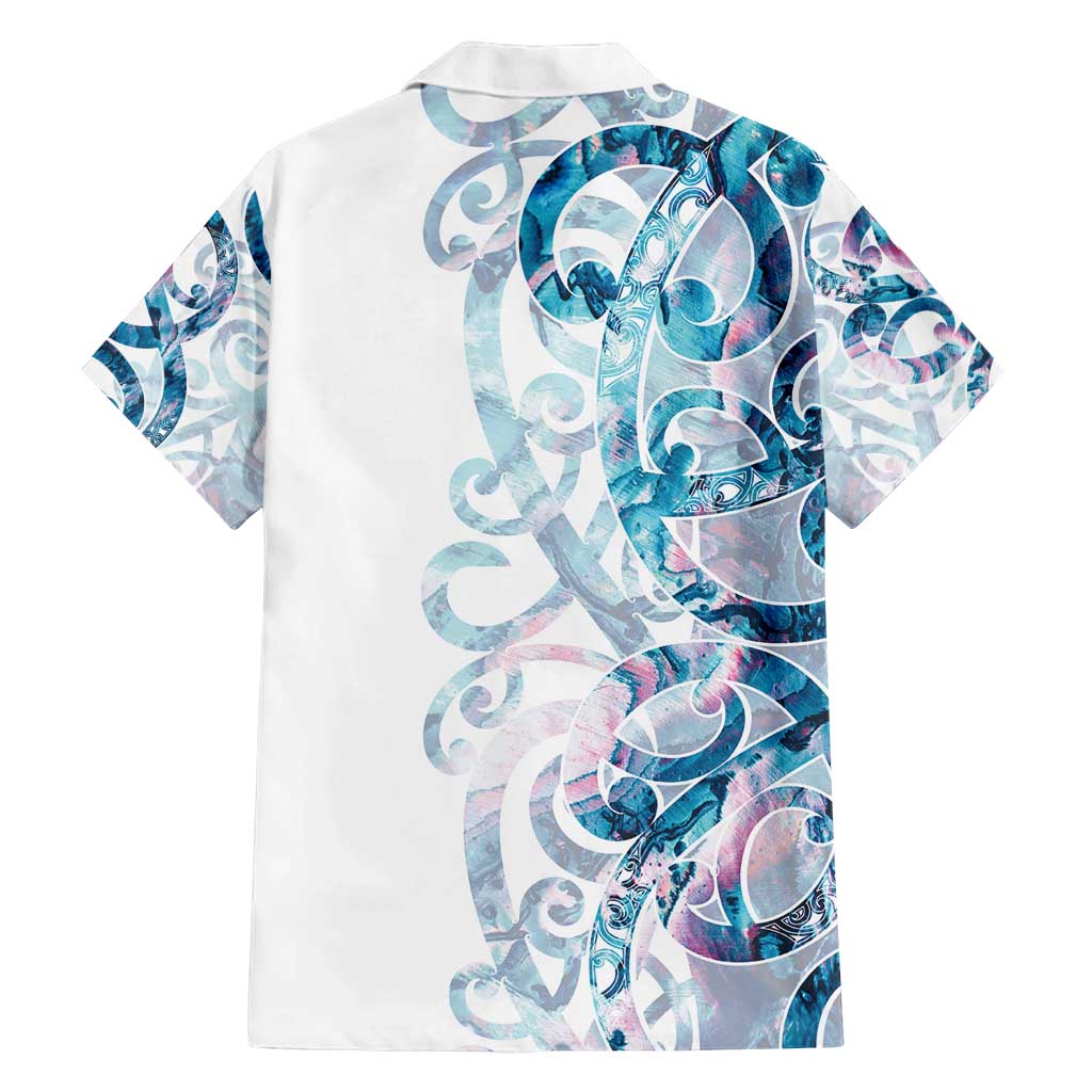 Turquoise Paua Shell Maori Family Matching Puletasi and Hawaiian Shirt Koru Kowhaiwhai - Polynesian Pride