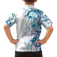 Turquoise Paua Shell Maori Family Matching Tank Maxi Dress and Hawaiian Shirt Koru Kowhaiwhai LT7 - Polynesian Pride
