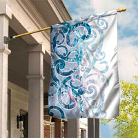 Turquoise Paua Shell Maori Garden Flag Koru Kowhaiwhai - Polynesian Pride