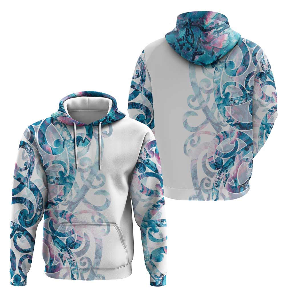 Turquoise Paua Shell Maori Hoodie Koru Kowhaiwhai - Polynesian Pride