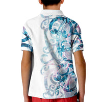 Turquoise Paua Shell Maori Kid Polo Shirt Koru Kowhaiwhai - Polynesian Pride