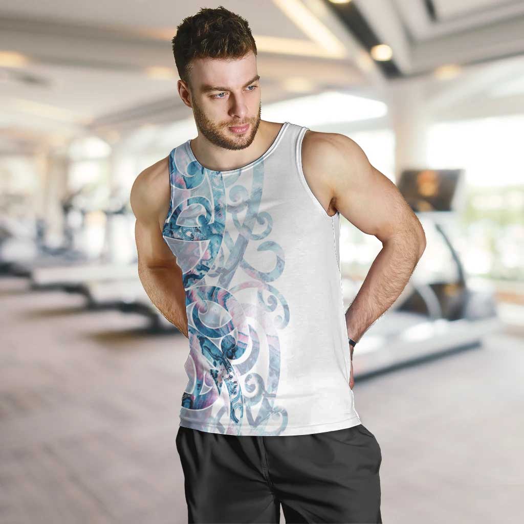 Turquoise Paua Shell Maori Men Tank Top Koru Kowhaiwhai - Polynesian Pride