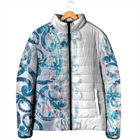 Turquoise Paua Shell Maori Padded Jacket Koru Kowhaiwhai - Polynesian Pride