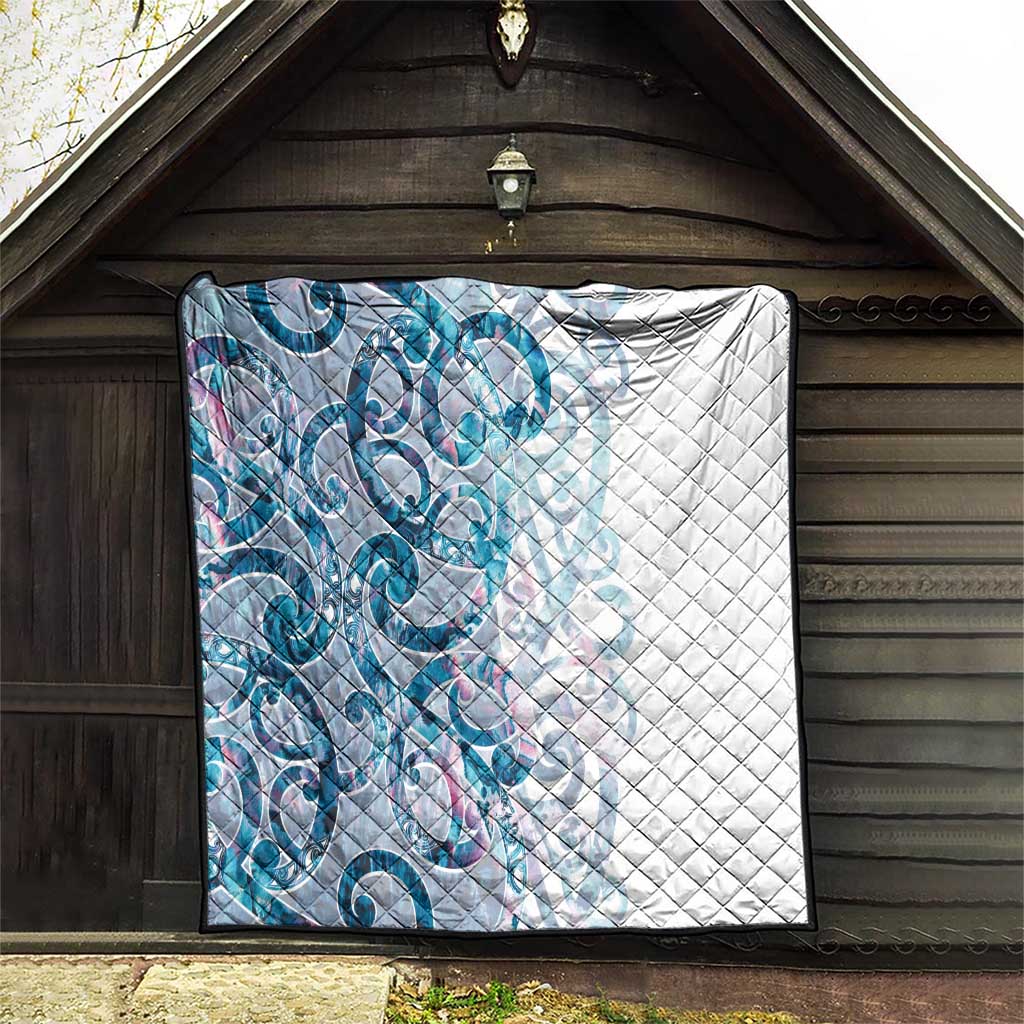 Turquoise Paua Shell Maori Quilt Koru Kowhaiwhai - Polynesian Pride