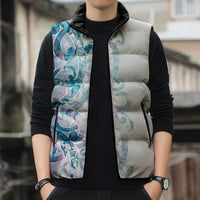 Turquoise Paua Shell Maori Sleeveless Puffer Jacket Koru Kowhaiwhai - Polynesian Pride