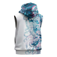 Turquoise Paua Shell Maori Sleeveless Zip Hoodie Koru Kowhaiwhai - Polynesian Pride