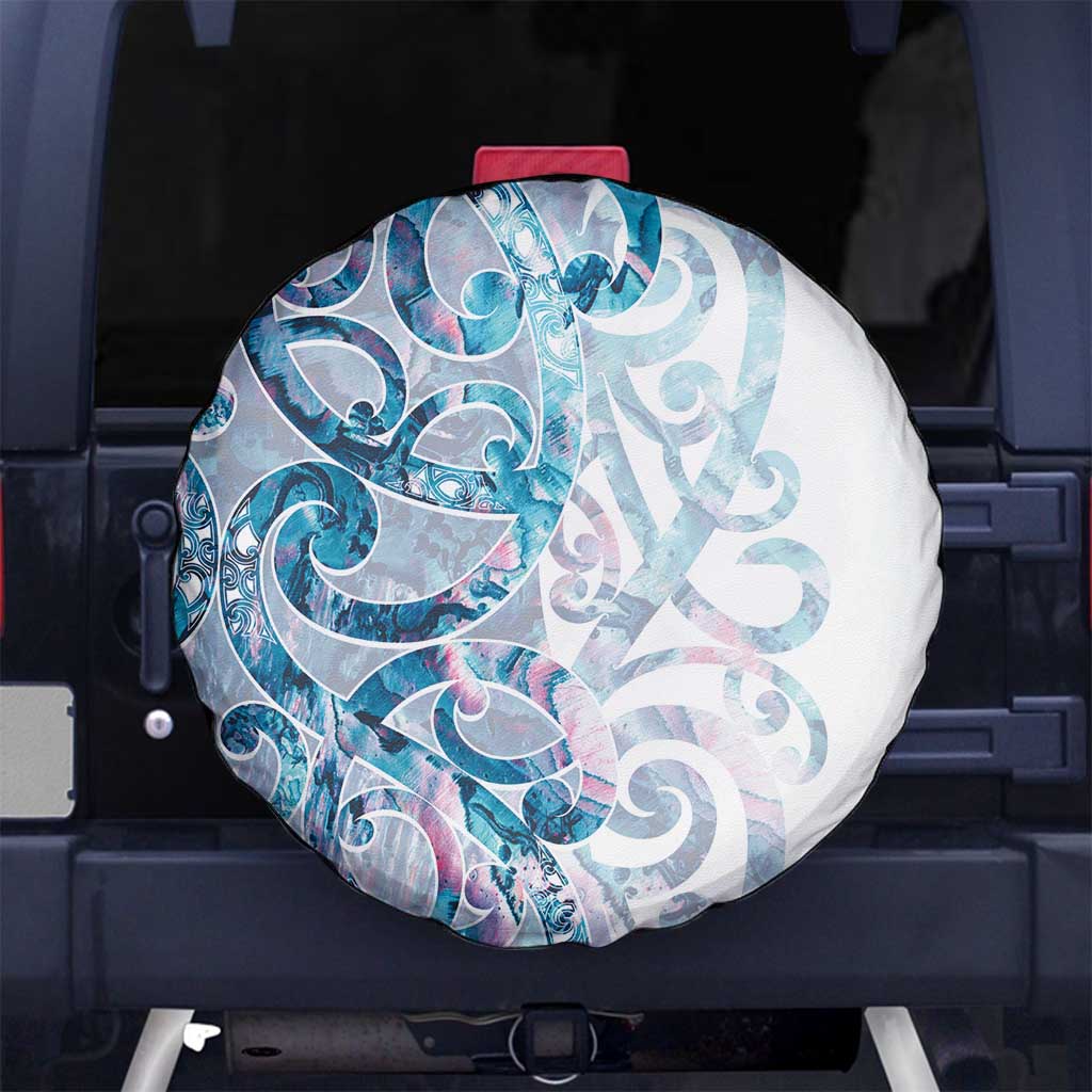 Turquoise Paua Shell Maori Spare Tire Cover Koru Kowhaiwhai - Polynesian Pride