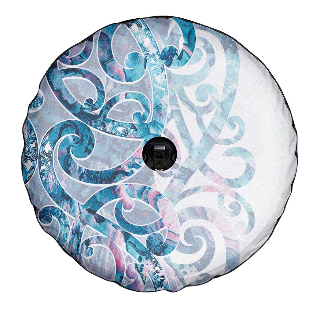 Turquoise Paua Shell Maori Spare Tire Cover Koru Kowhaiwhai - Polynesian Pride