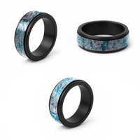 Turquoise Paua Shell Maori Spinner Ring Koru Kowhaiwhai