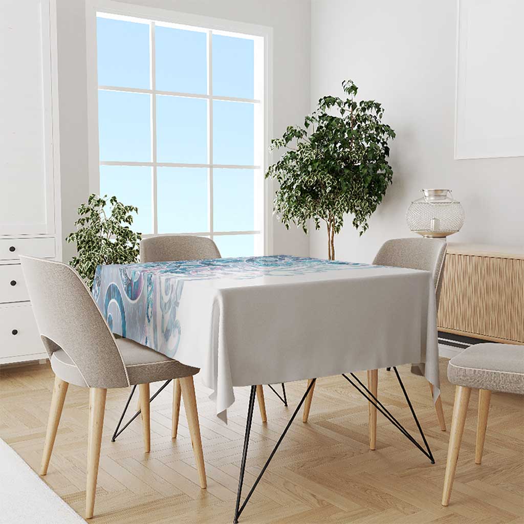 Turquoise Paua Shell Maori Tablecloth Koru Kowhaiwhai - Polynesian Pride