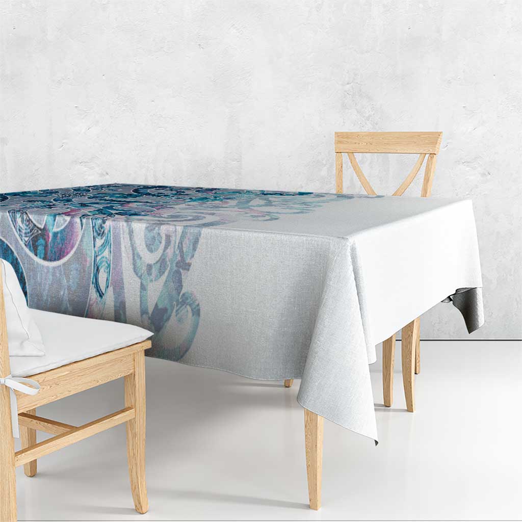 Turquoise Paua Shell Maori Tablecloth Koru Kowhaiwhai - Polynesian Pride