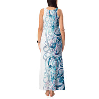 Turquoise Paua Shell Maori Tank Maxi Dress Koru Kowhaiwhai - Polynesian Pride