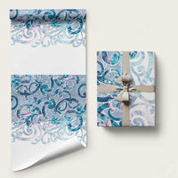 Turquoise Paua Shell Maori Wrapping Paper Koru Kowhaiwhai