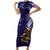 American Samoa Mix US Short Sleeve Bodycon Dress Flag Day Grunge Style LT7 Long Dress Blue - Polynesian Pride