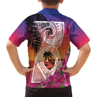 Guam Chamorro Family Matching Long Sleeve Bodycon Dress and Hawaiian Shirt Artsy Latte Stone LT7 - Polynesian Pride